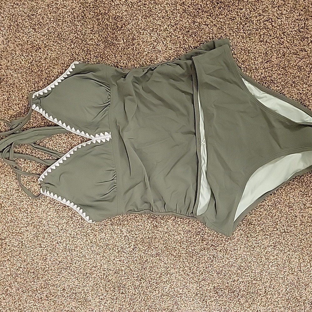 Green Halter TANKINI Swimsuit